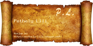 Pethely Lili névjegykártya